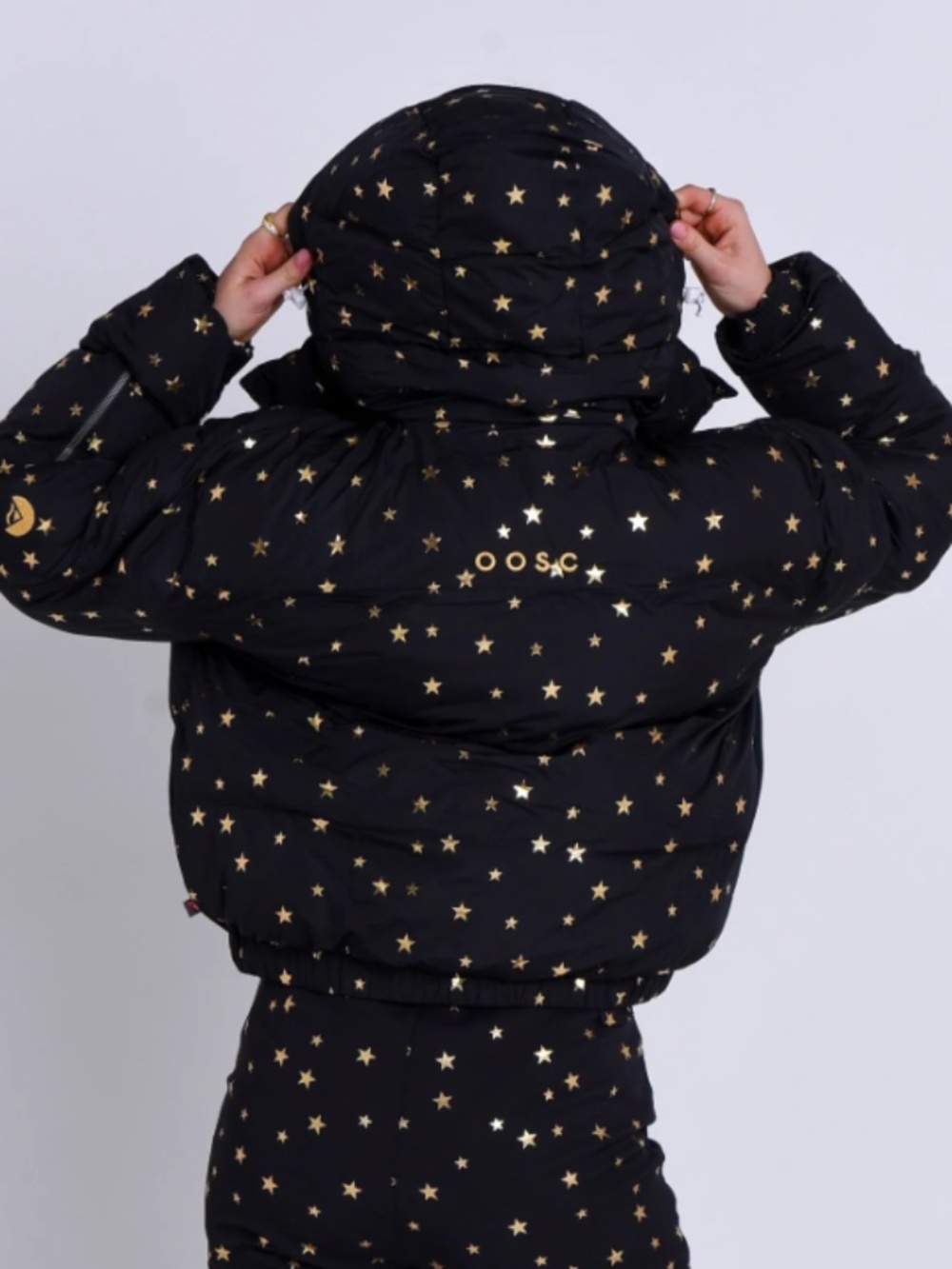 OOSC clothing Medium M black shining star puffer jacket - Picture 2 of 7